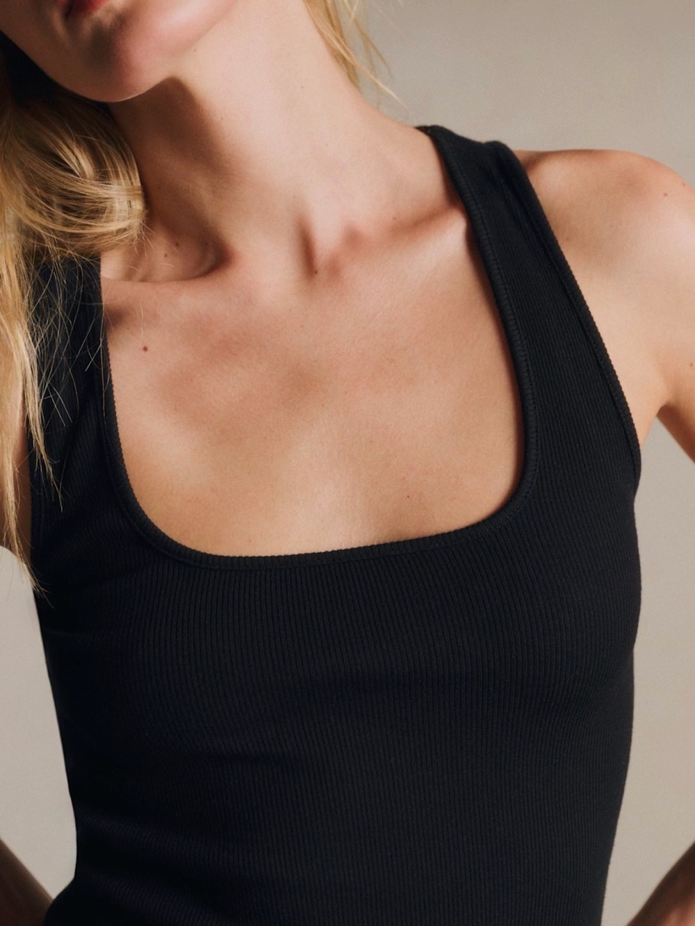 SÉZANE Juan Ribbed Cotton Tank Top (Black)